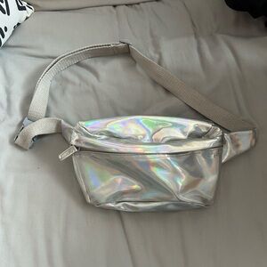 Holographic Silver Belt Bag